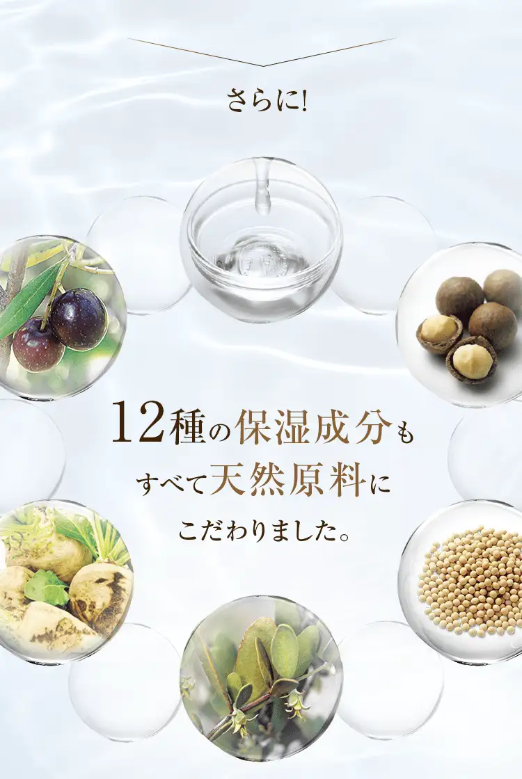 さらに12種の保湿成分もすべて天然原料にこだわりました。