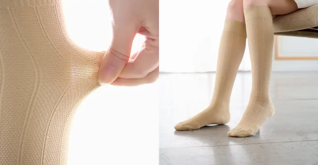 画像：ギロファJP・メッシュ。着圧靴下。夏用