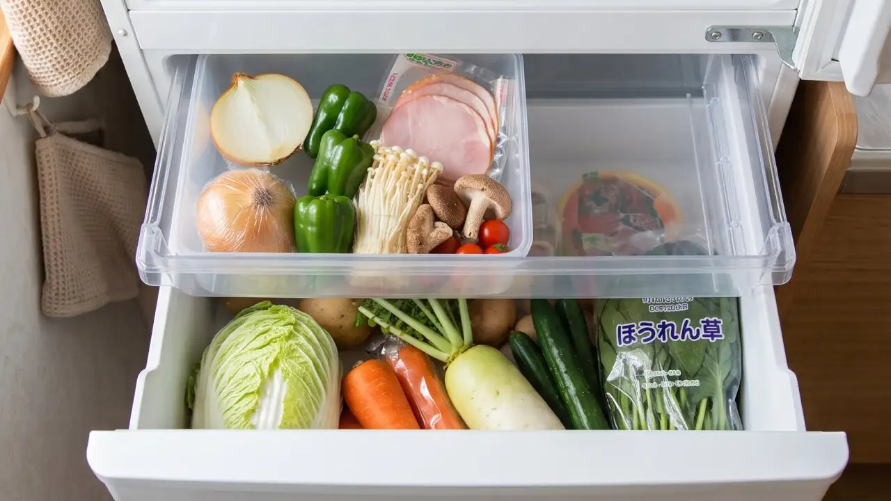 冷蔵庫の野菜室に小分けのケースがある