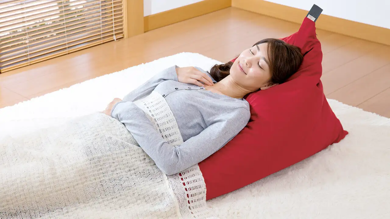 気ままを枕にして昼寝をしている女性