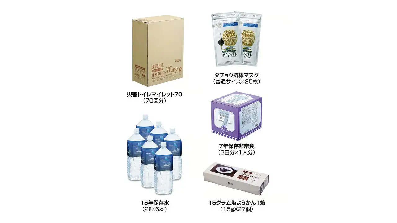 商品『3日間防災備蓄セット』の中身の一部