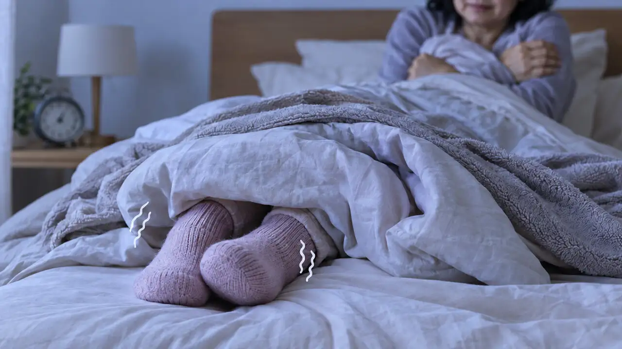 足冷えがひどくて眠れない女性