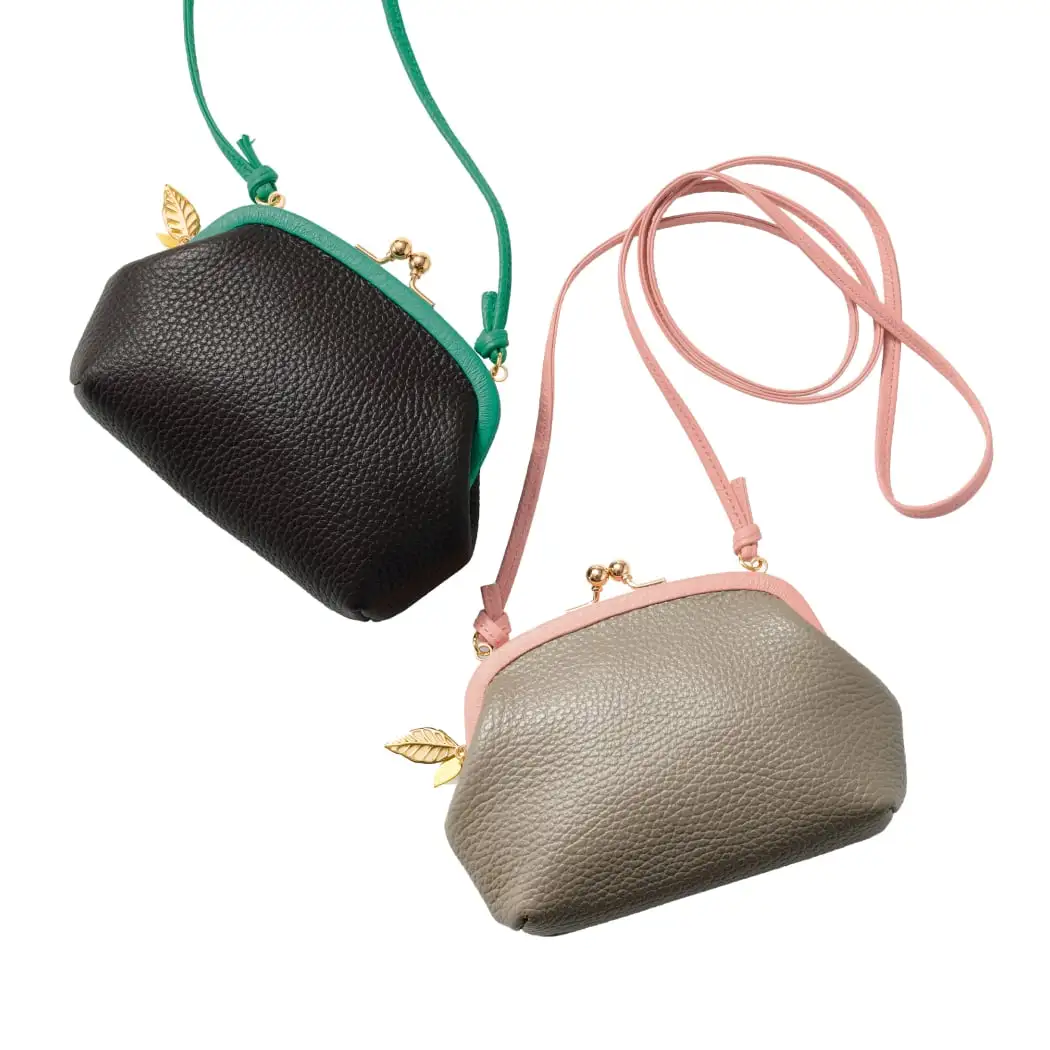 画像：革巻きがま口