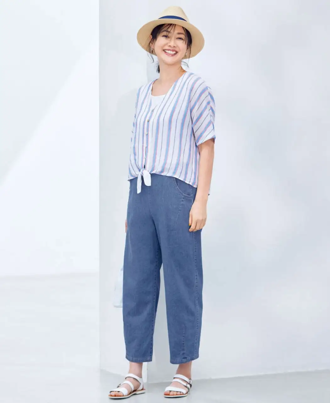 麻混デニムパンツ2
