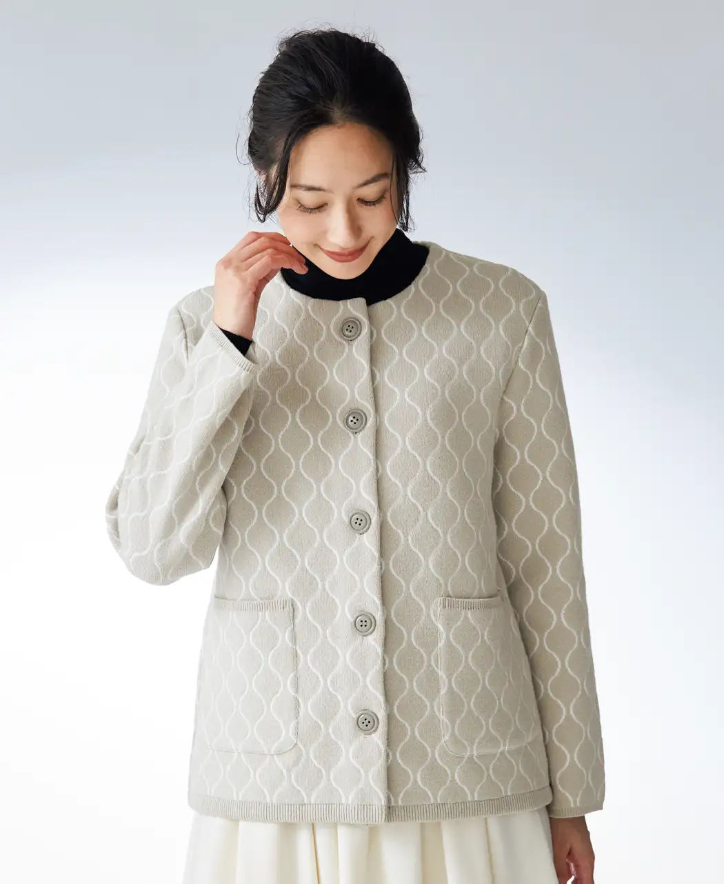 フラスコ柄ニットジャケット1