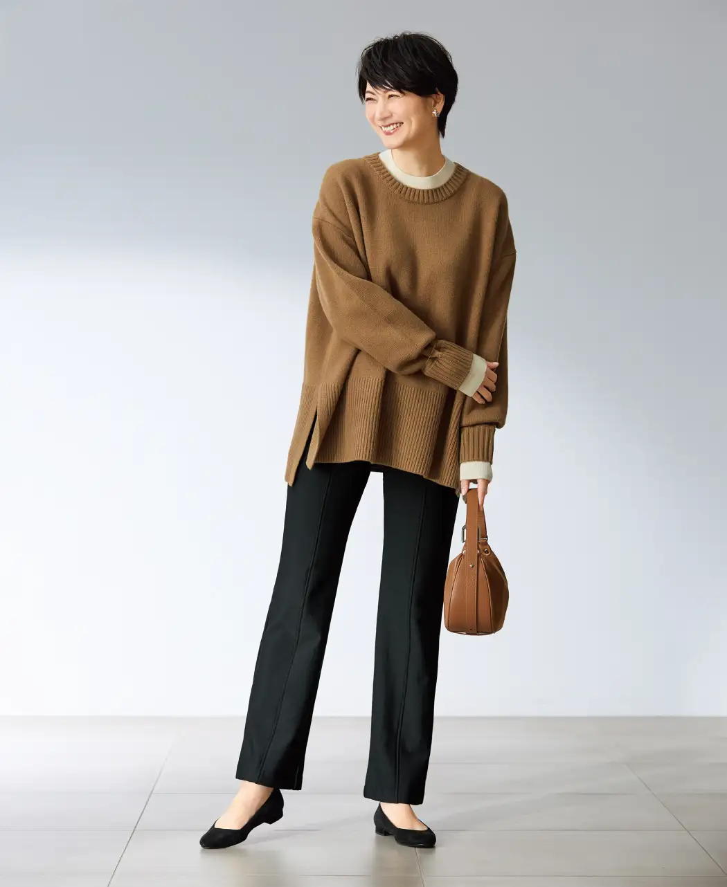 センターシーム裏起毛パンツ1