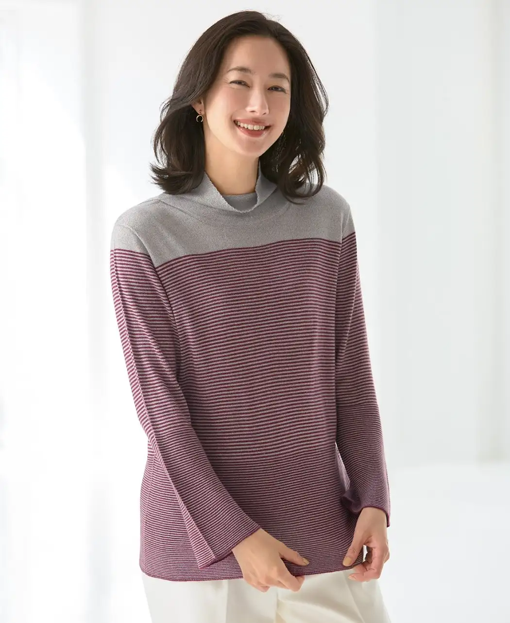 シルクの残糸ニットプルオーバー1