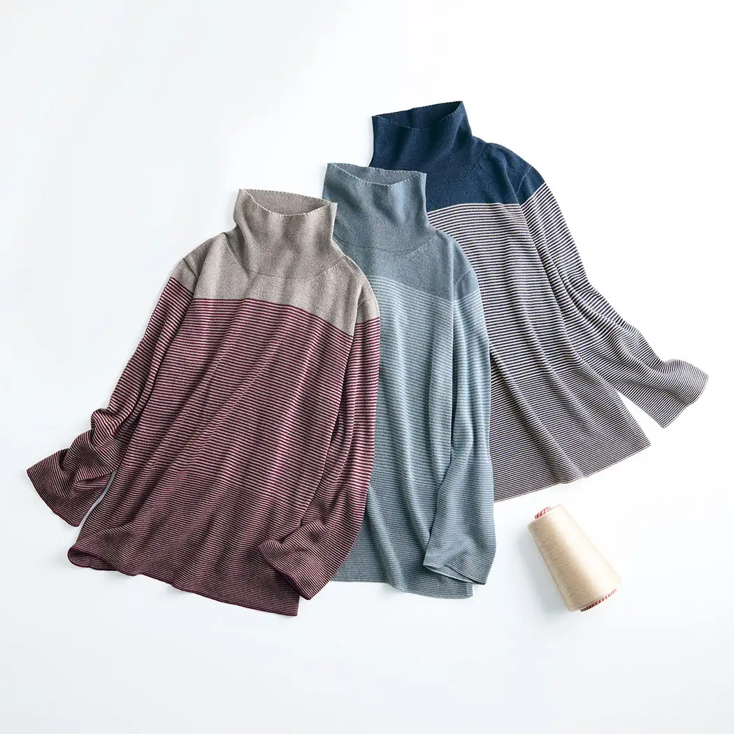 シルクの残糸ニットプルオーバー