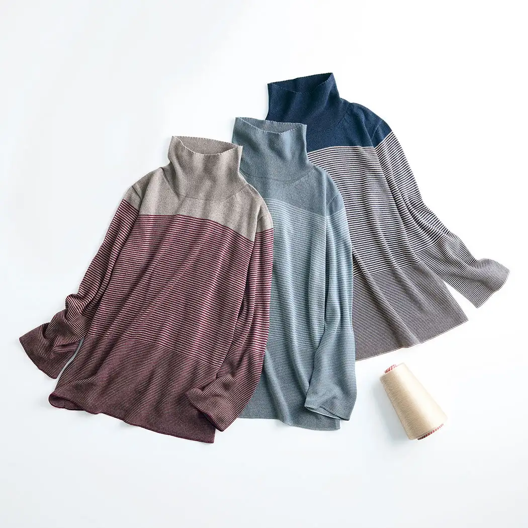 画像：シルクの残糸ニットプルオーバー