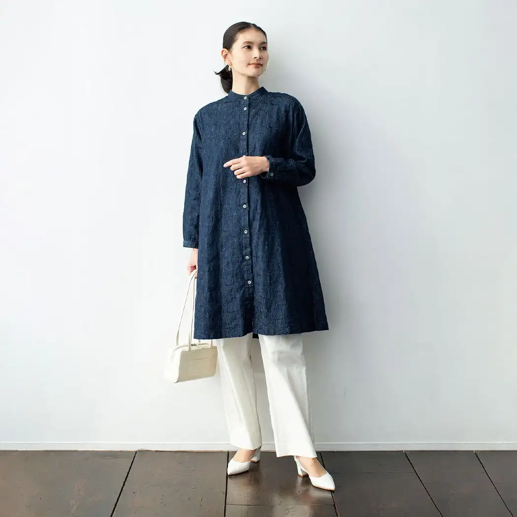 画像：ステッチデニムシャツドレス