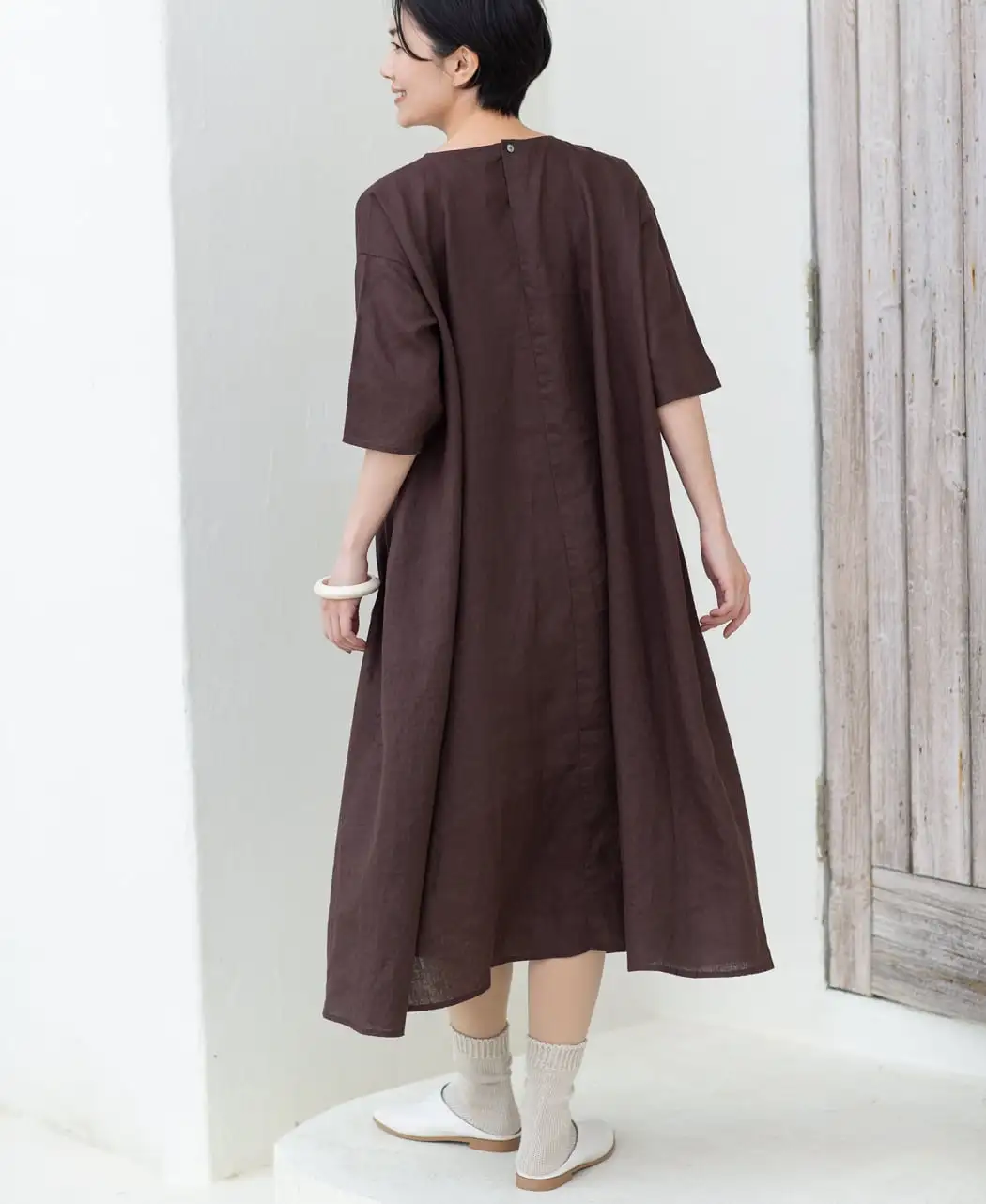 麻のフレアワンピース3