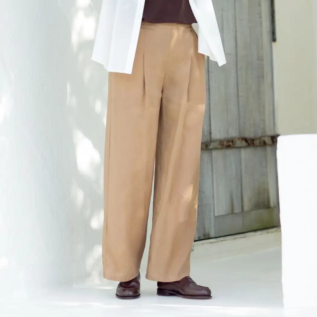 通販生活®フレンチリネンセミワイドパンツ｜【公式】カタログハウスの