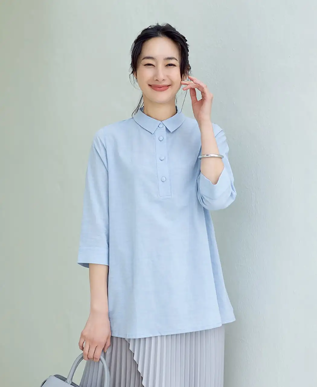 やわらか綿のポロブラウス2