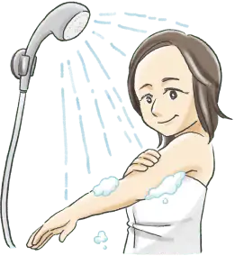 体をやさしく洗う女性イラスト