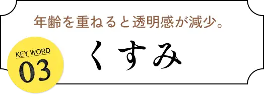 年齢を重ねると透明感が減少 KEY WORD 03 くすみ