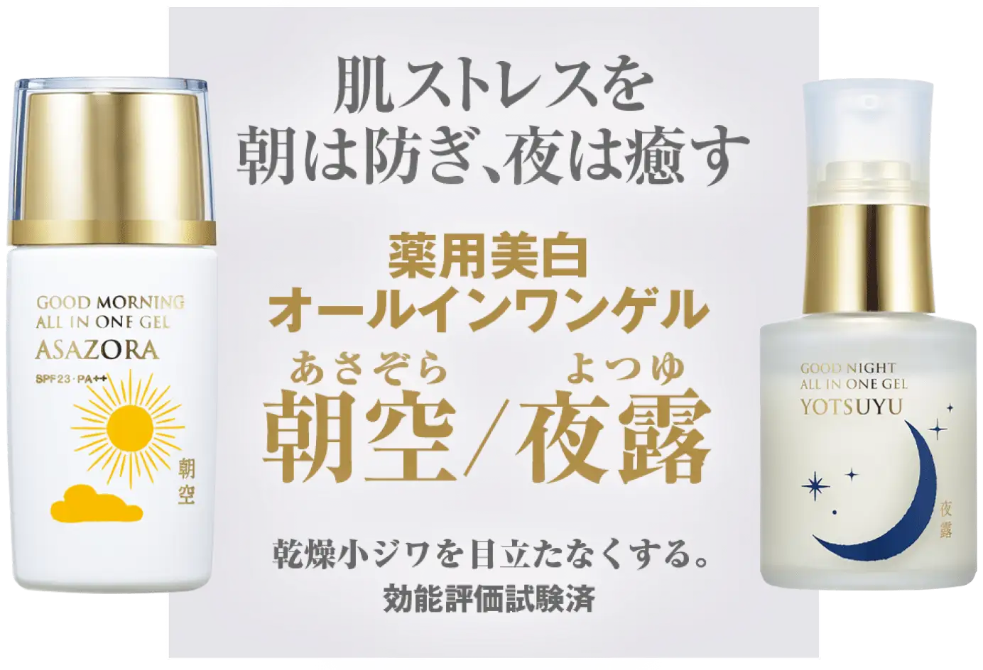 薬用美白オールインワンゲル「朝空」「夜露」