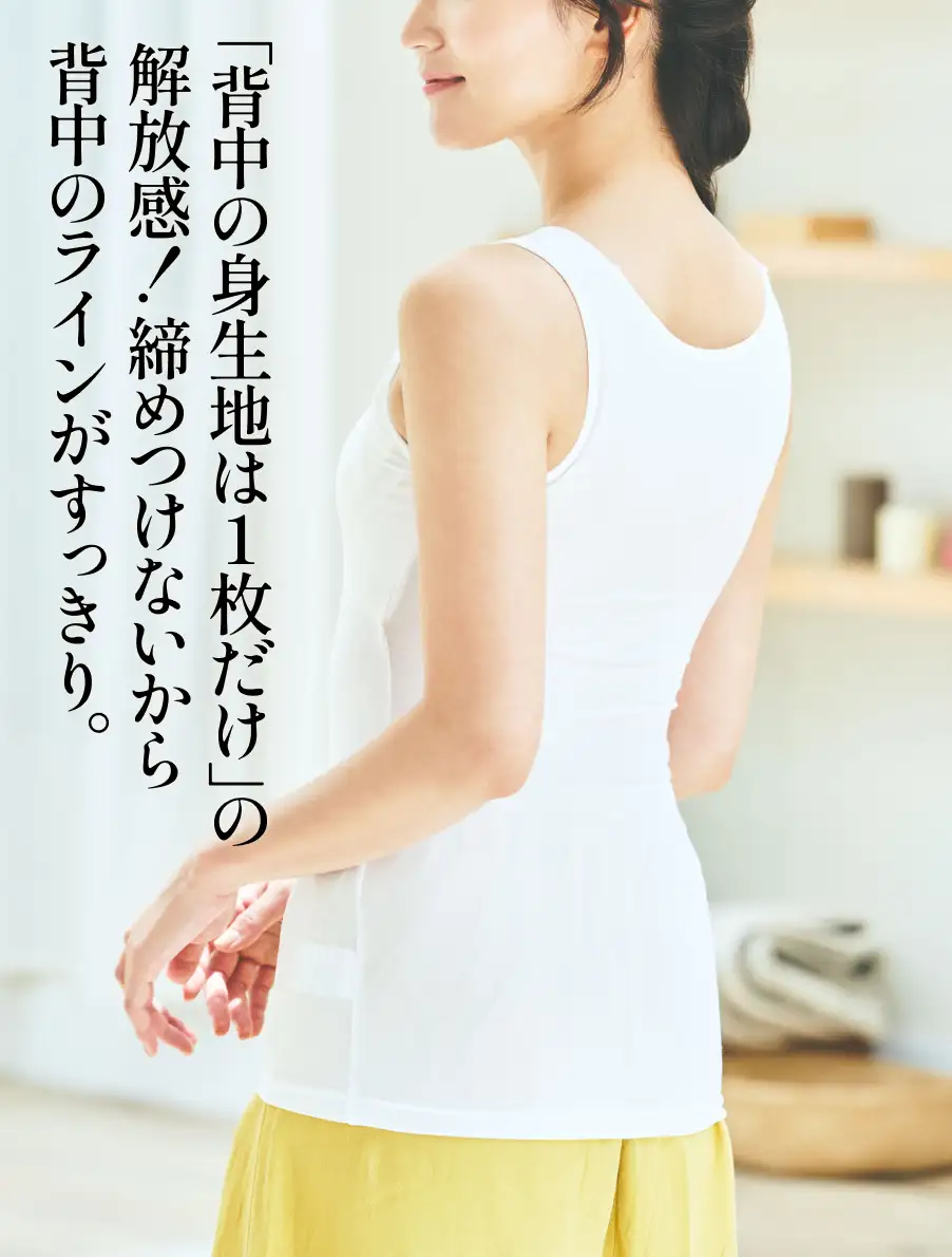 ラクナノ・インナータイプ　バストを支える伸縮記生地もゴムもない、ミセスのための涼しいインナーブラトップです。
