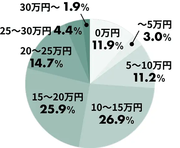 1ヵ月の就労収入の分布円グラフ