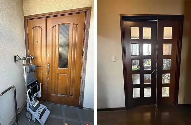 画像：2枚扉で大変便利な玄関とリビングのドア。（写真・本人提供）