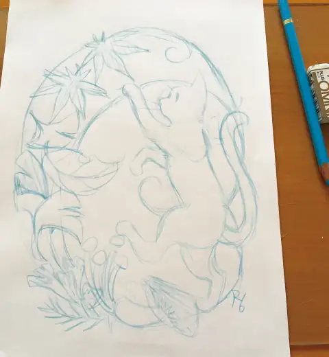 イメージラフを描き、大まかな構図を確認する イメージ