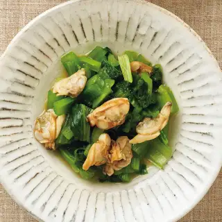 レンチン小松菜とあさりの辛子あえ イメージ